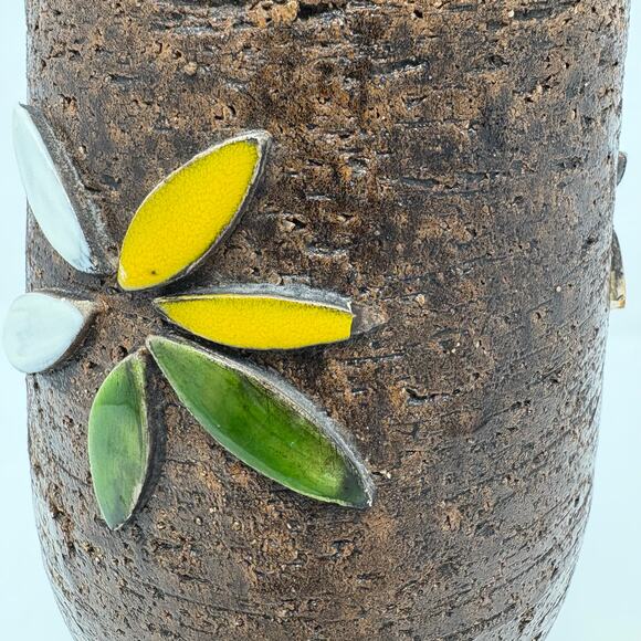 Vtg Aldo Londi Bitossi Rosenthal Netter Pottery Leaf MCM Brown Italy Vase 10" - Picture 5 of 5